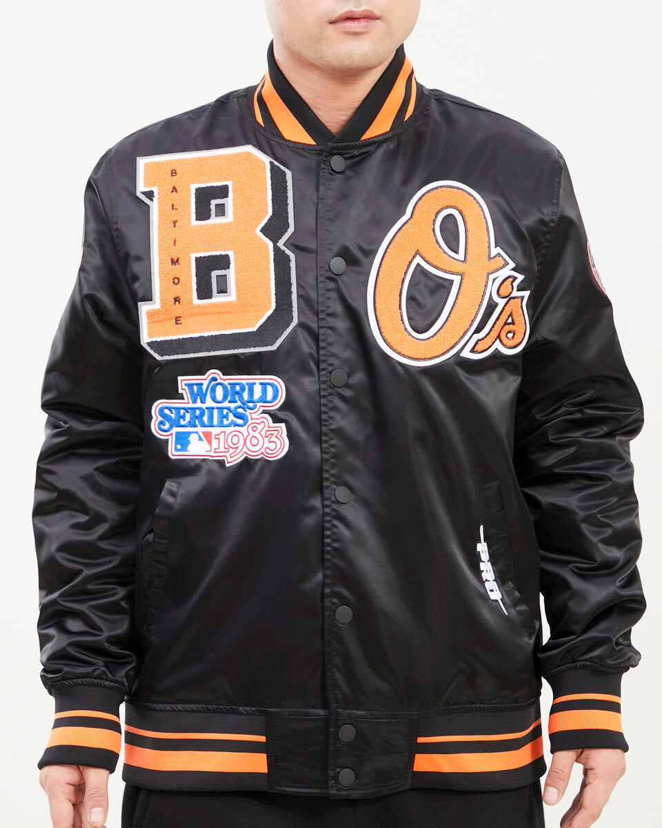 Black Baltimore Orioles Pro Standard Logo Mascot Satin Jacket