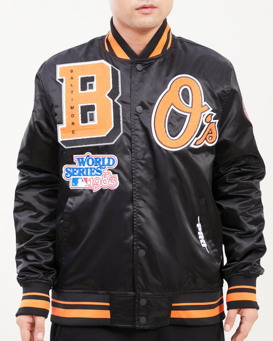 Black Baltimore Orioles Pro Standard Logo Mascot Satin Jacket