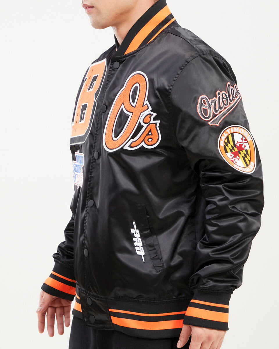 Black Baltimore Orioles Pro Standard Logo Mascot Satin Jacket