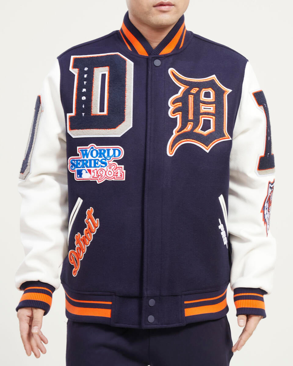 Navy Blue Detroit Tigers Pro Standard Logo Mashup Wool Varsity Heavy Jacket