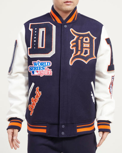 Navy Blue Detroit Tigers Pro Standard Logo Mashup Wool Varsity Heavy Jacket