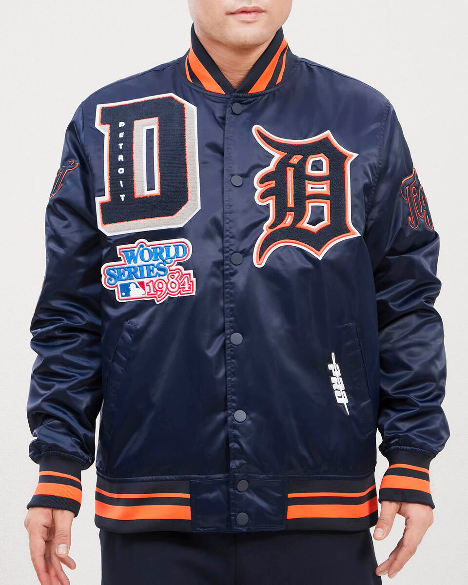 Navy Blue Detroit Tigers Pro Standard Logo Mascot Satin Jacket