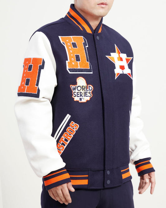 Navy Blue Houston Astros Pro Standard Logo Mashup Wool Varsity Heavy Jacket