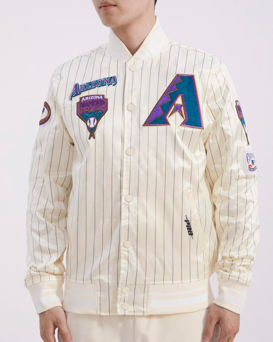 Off White Pinstripe Arizona Diamondbacks Pro Standard Retro Classic Satin Jacket