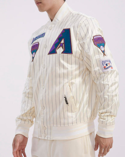 Off White Pinstripe Arizona Diamondbacks Pro Standard Retro Classic Satin Jacket