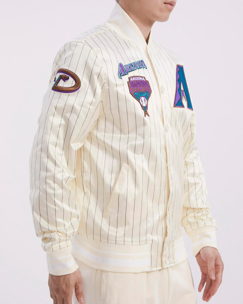 Off White Pinstripe Arizona Diamondbacks Pro Standard Retro Classic Satin Jacket