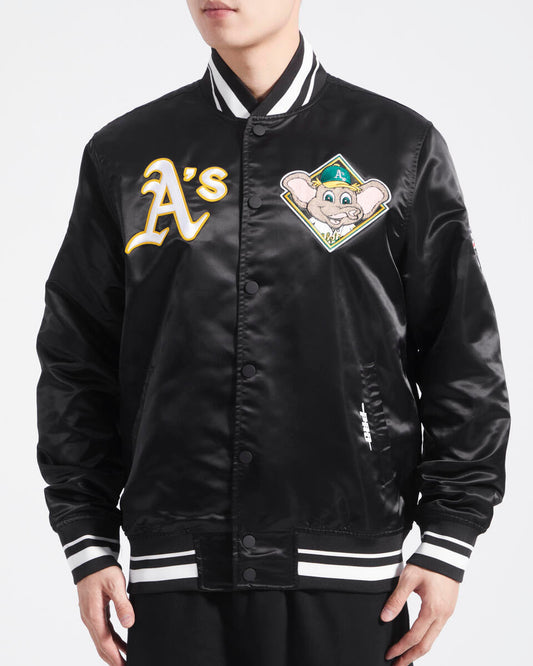 Black Oakland Athletics Pro Standard Logo Mascot Satin Jacket
