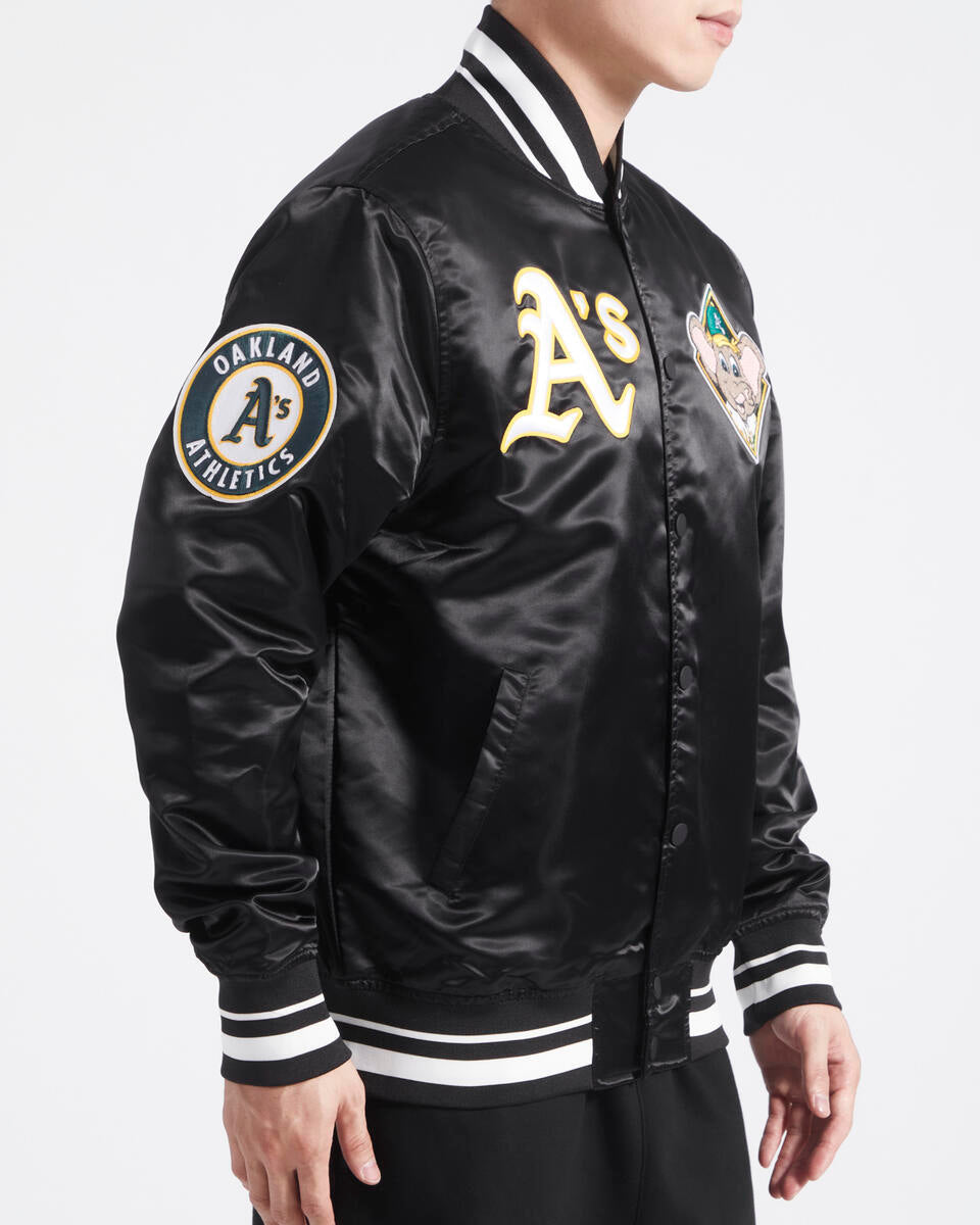 Black Oakland Athletics Pro Standard Logo Mascot Satin Jacket