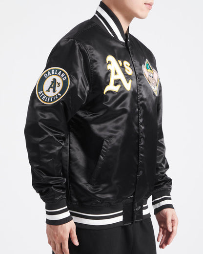 Black Oakland Athletics Pro Standard Logo Mascot Satin Jacket