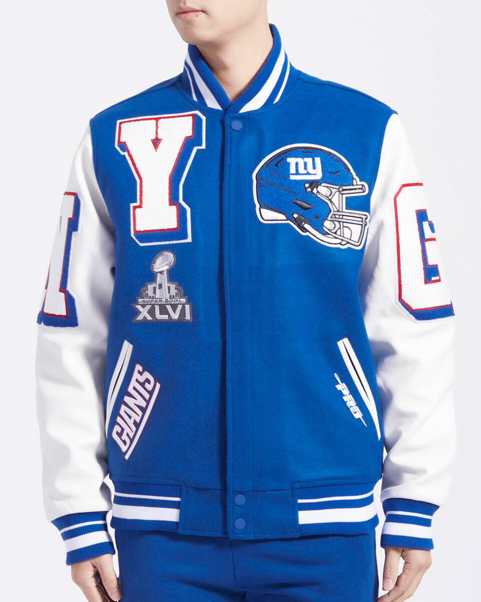 Royal Blue New York Giants Pro Standard Logo Mashup Rib Wool Varsity Heavy Jacket