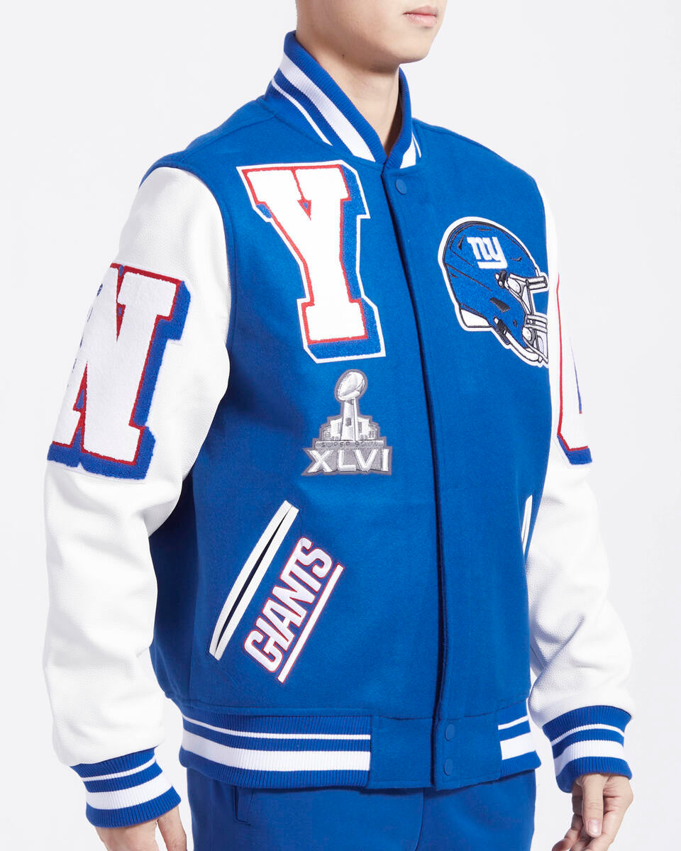 Royal Blue New York Giants Pro Standard Logo Mashup Rib Wool Varsity Heavy Jacket