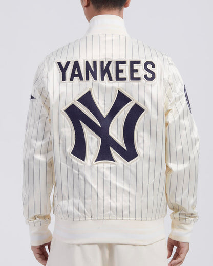 Off White Pinstripe New York Yankees Pro Standard Retro Classic Satin Jacket