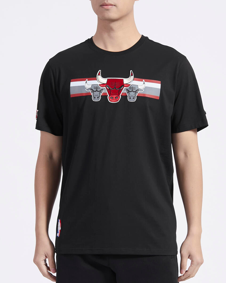Black Chicago Bulls Pro Standard Retro Striper Short Sleeve T-Shirt