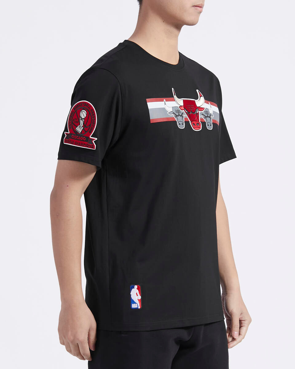 Black Chicago Bulls Pro Standard Retro Striper Short Sleeve T-Shirt