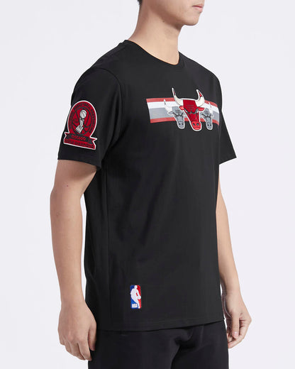 Black Chicago Bulls Pro Standard Retro Striper Short Sleeve T-Shirt