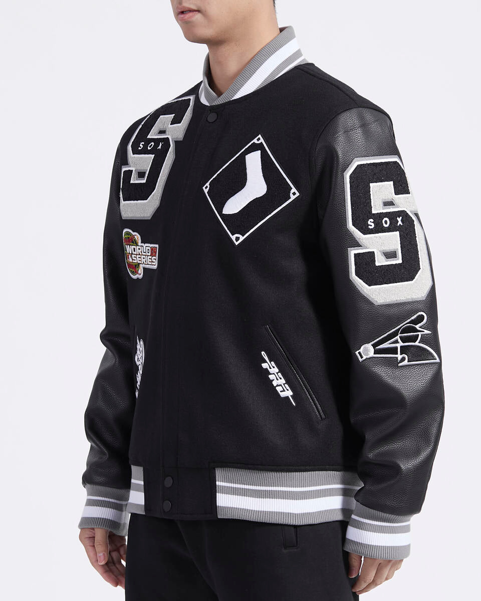 Black Chicago White Sox Pro Standard Logo Mashup Wool Varsity Heavy Jacket