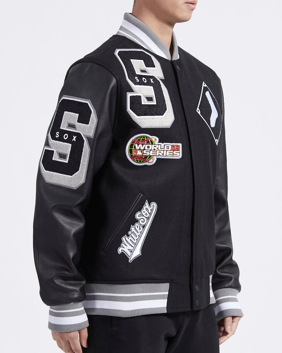 Black Chicago White Sox Pro Standard Logo Mashup Wool Varsity Heavy Jacket