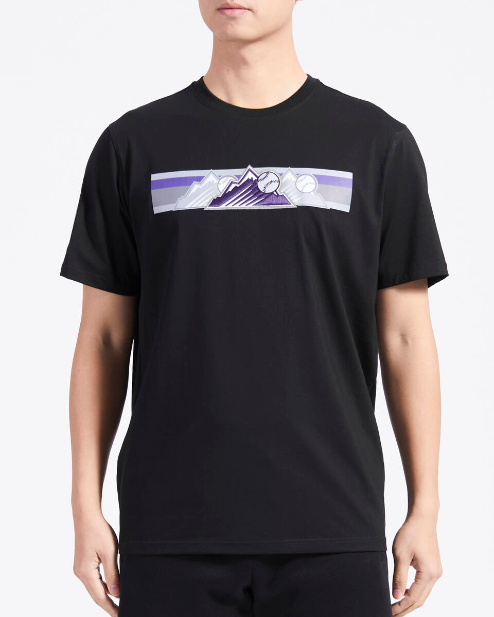 Black Colorado Rockies Pro Standard Retro Striper Short Sleeve T-Shirt