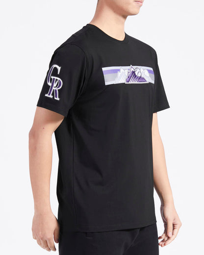 Black Colorado Rockies Pro Standard Retro Striper Short Sleeve T-Shirt