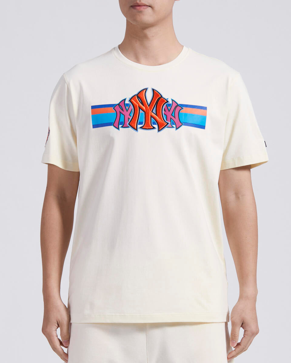 Off White New York Yankees Pro Standard Retro Striper Short Sleeve T-Shirt