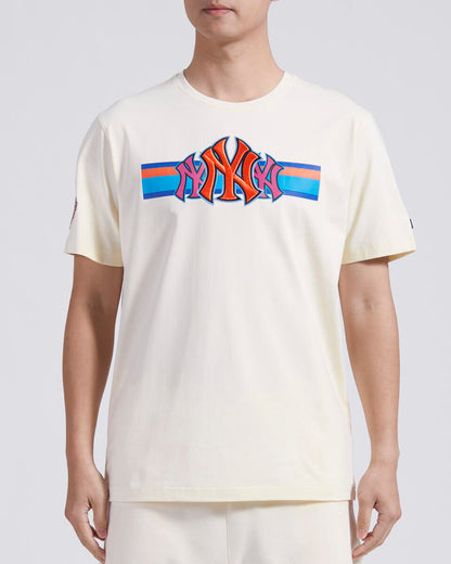 Off White New York Yankees Pro Standard Retro Striper Short Sleeve T-Shirt