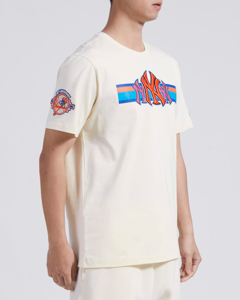 Off White New York Yankees Pro Standard Retro Striper Short Sleeve T-Shirt