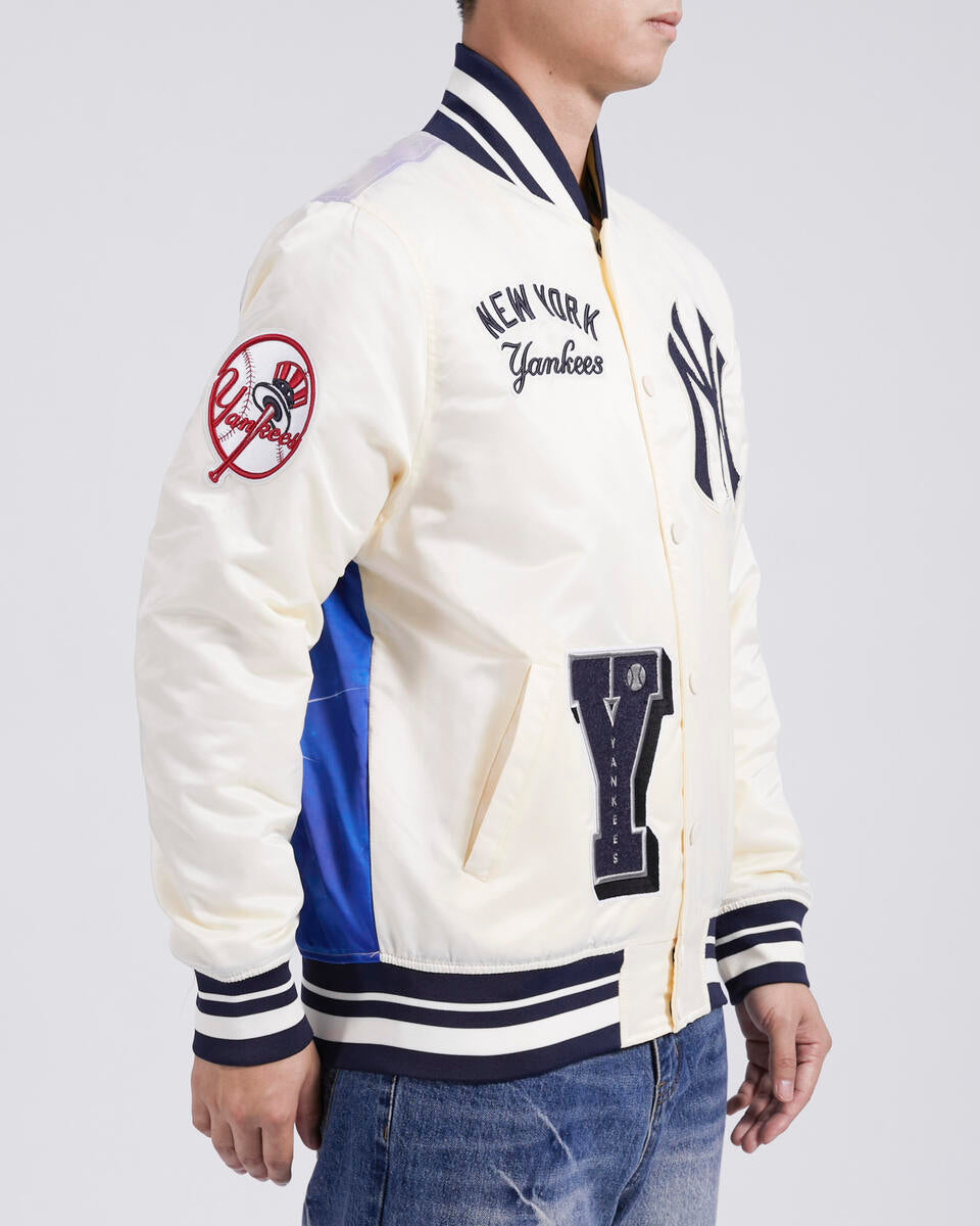 Off White New York Yankees Pro Standard Sublimated Midnight Sky Satin Jacket