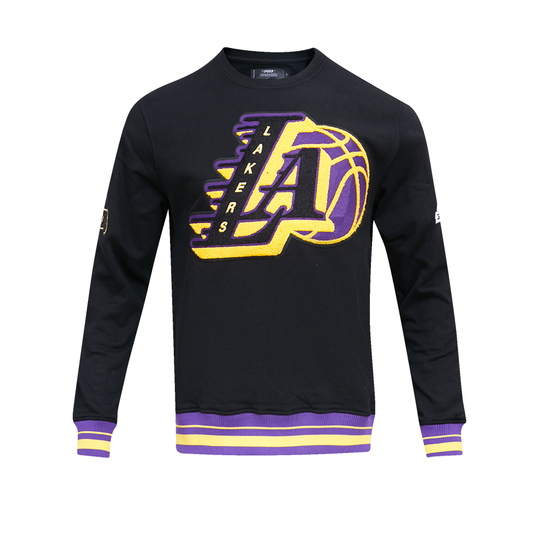 Black Los Angeles Lakers Pro Standard Mashup Crewneck Fleece Sweatshirt