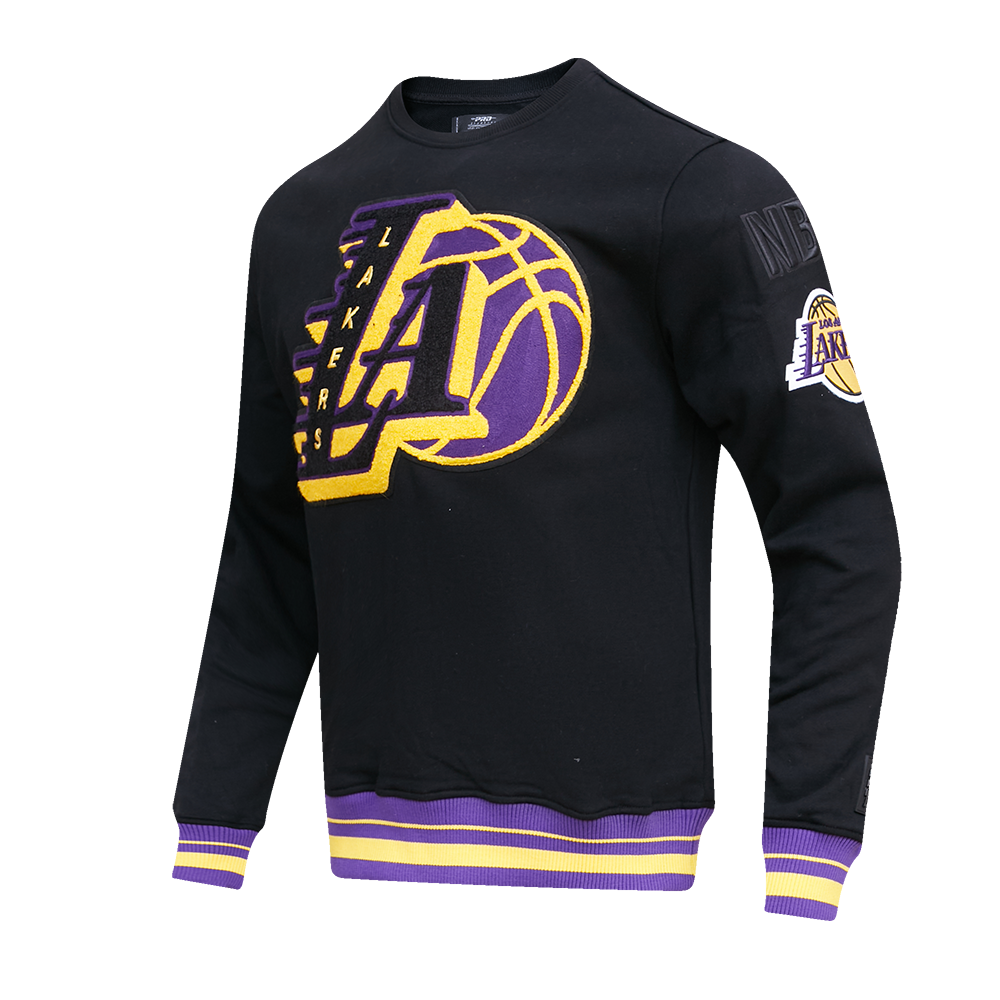Black Los Angeles Lakers Pro Standard Mashup Crewneck Fleece Sweatshirt