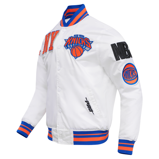 White New York Knicks Pro Standard Mashup Light Satin Jacket