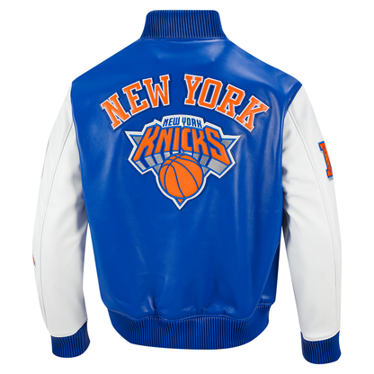 Royal Blue New York Knicks City Signature Full PU Leather NBA Varsity Jacket