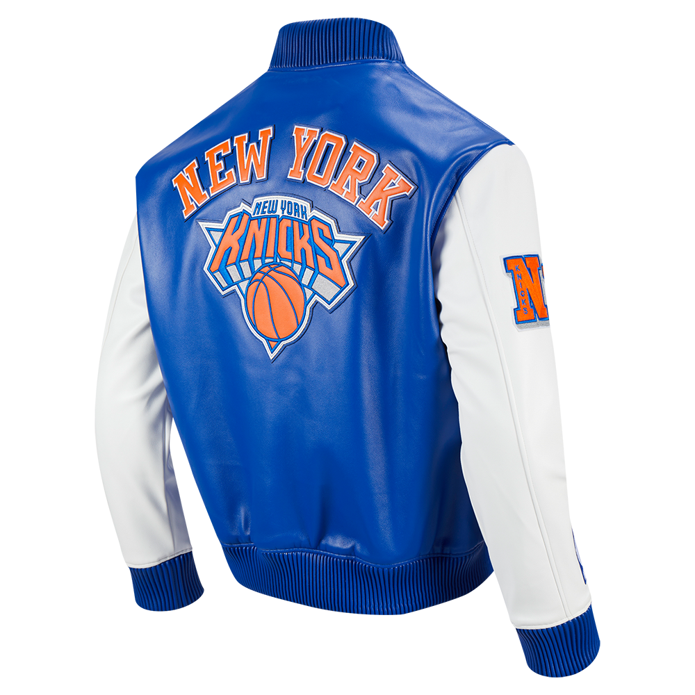 Royal Blue New York Knicks City Signature Full PU Leather NBA Varsity Jacket