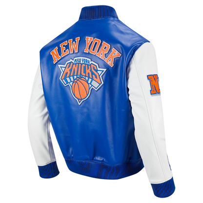 Royal Blue New York Knicks City Signature Full PU Leather NBA Varsity Jacket