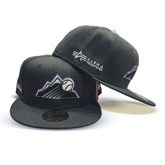 Black Alpha Industries X Colorado Rockies Dark Green Bottom New Era 59Fifty Fitted
