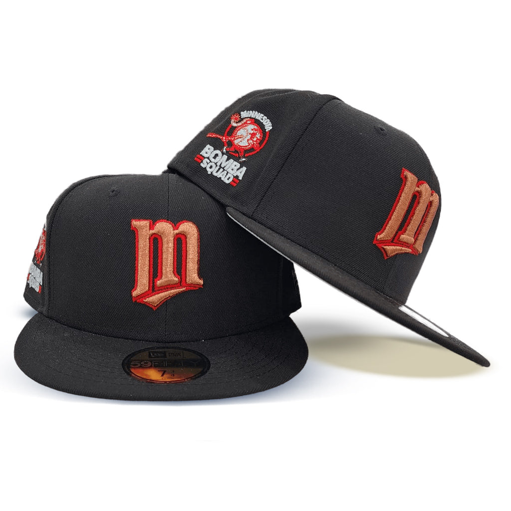 Black Minnesota Twins Gray Bottom Bomba Squad Side Patch New Era 59Fifty Fitted