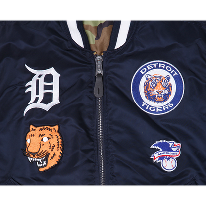 Navy Blue Detroit Tigers Alpha Industries X New Era Reversible MA-1 Bomber Jacket