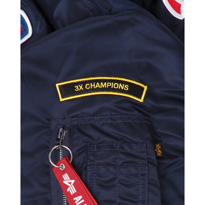 Navy Blue Atlanta Braves Alpha Industries X New Era Reversible MA-1 Bomber Jacket