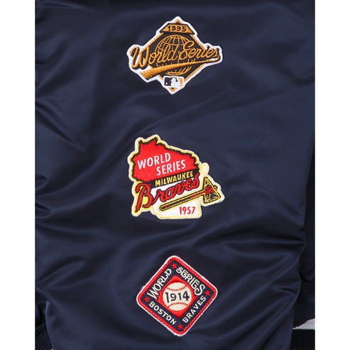 Navy Blue Atlanta Braves Alpha Industries X New Era Reversible MA-1 Bomber Jacket