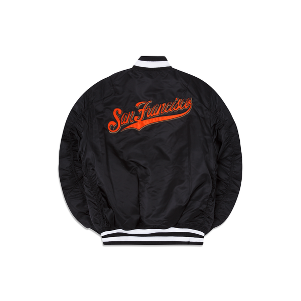 Black San Francisco Giants Alpha Industries X New Era Reversible MA-1 Bomber Jacket