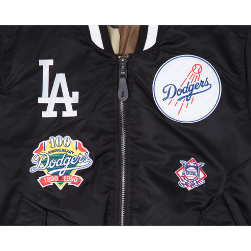 Black Los Angeles Dodgers Alpha Industries X New Era Reversible MA-1 Bomber Jacket