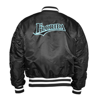 Black Florida Marlins Alpha Industries X New Era Reversible MA-1 Bomber Jacket