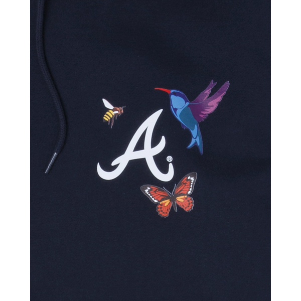 Navy Blue Atlanta Braves Blooming New Era Hoodie