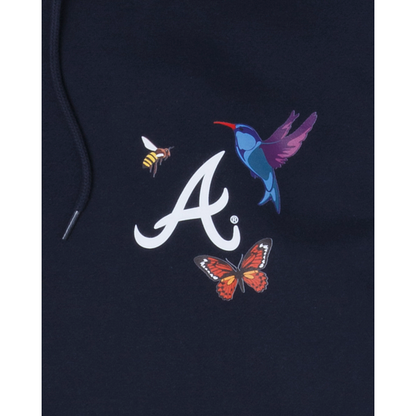 Navy Blue Atlanta Braves Blooming New Era Hoodie