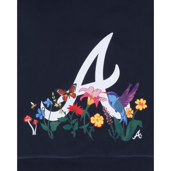 Navy Blue Atlanta Braves Blooming New Era Hoodie
