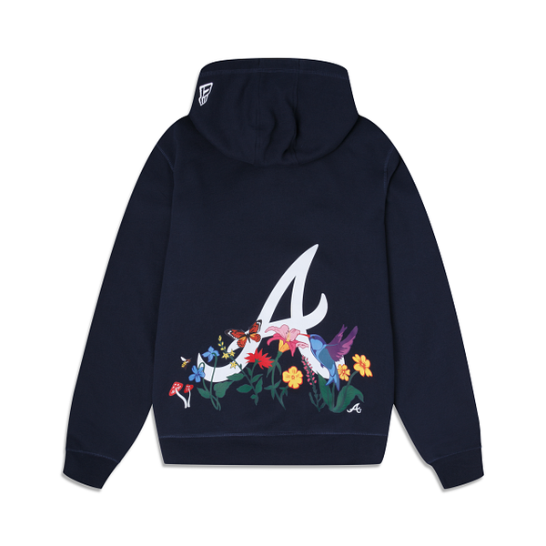 Navy Blue Atlanta Braves Blooming New Era Hoodie