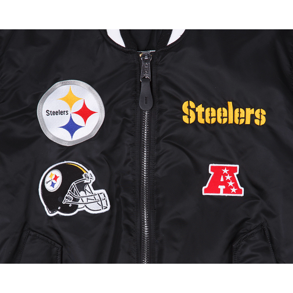 Black Pittsburgh Steelers Alpha Industries X New Era Reversible MA-1 Bomber Jacket
