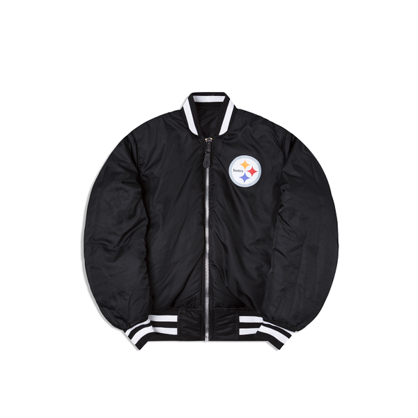 Black Pittsburgh Steelers Alpha Industries X New Era Reversible MA-1 Bomber Jacket