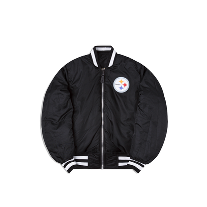 Black Pittsburgh Steelers Alpha Industries X New Era Reversible MA-1 Bomber Jacket