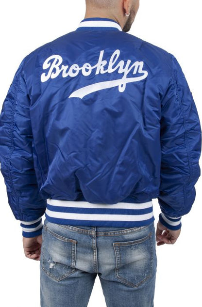 Royal Blue Brooklyn Dodgers Alpha Industries X New Era Reversible MA-1 Bomber Jacket