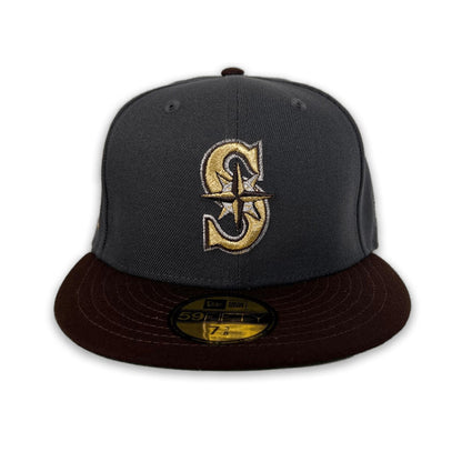 Dark Gray Seattle Mariners Brown Visor Green Bottom 35th Anniversary Side Patch New Era 59Fifty